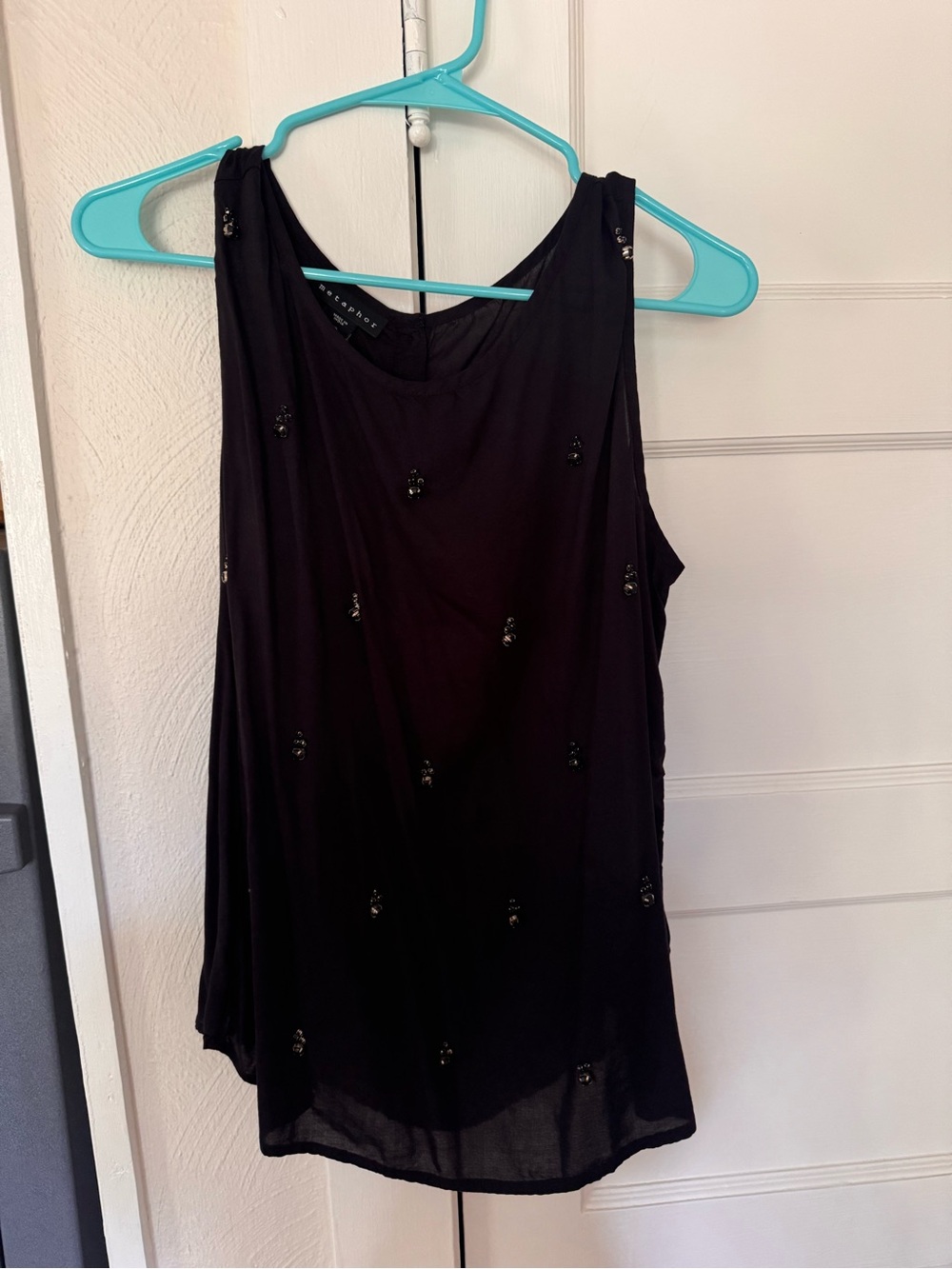 Metaphor Black Beaded Sleeveless Tank Top